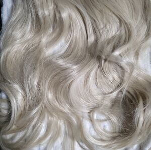 Thathair Bleach Blonde Halo Hair Extensions. Curly & Straight set of 2. 14”, New